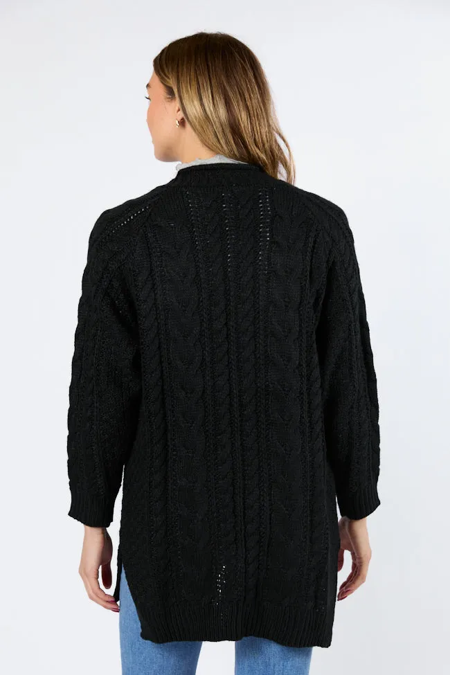 Sweet Nothings Black Chunky Cable Knit Cardigan FINAL SALE