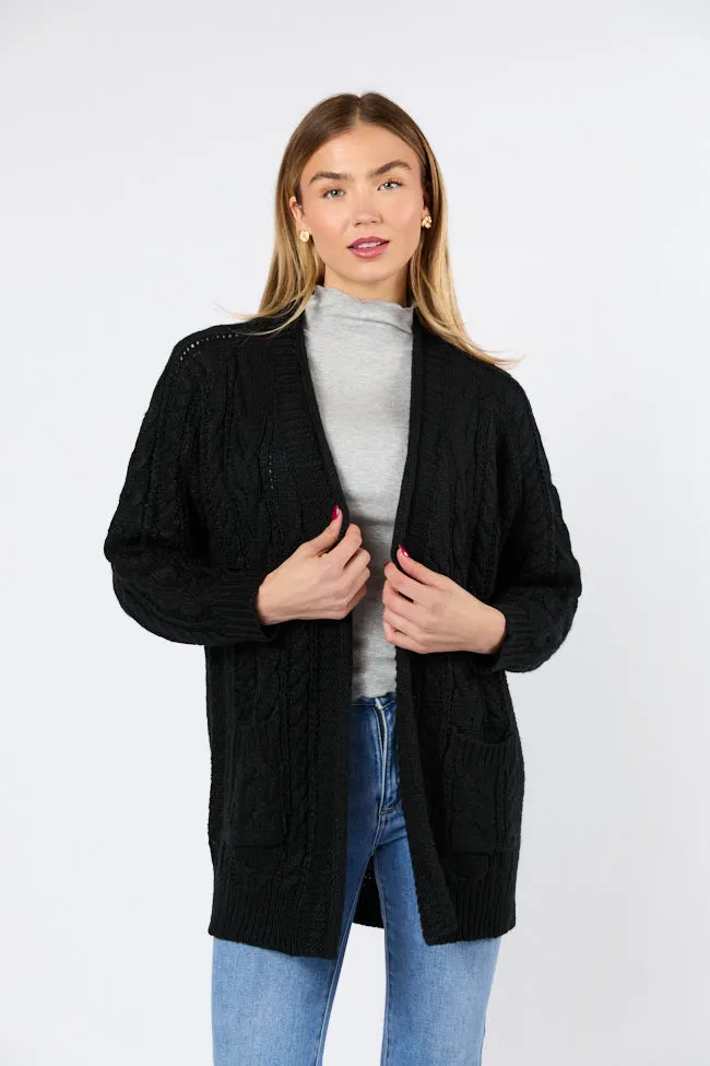 Sweet Nothings Black Chunky Cable Knit Cardigan FINAL SALE