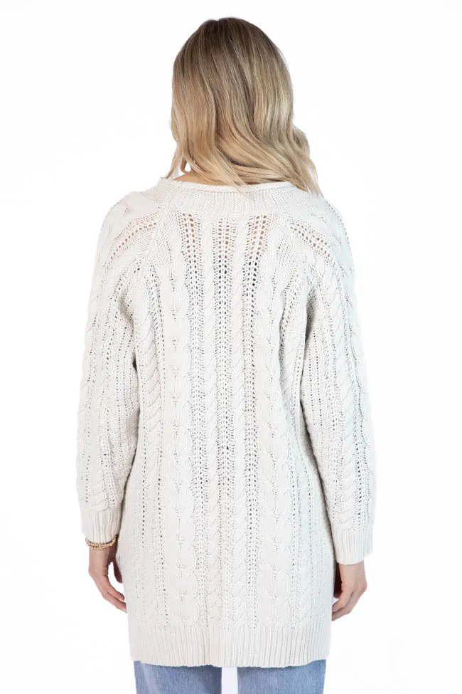 Sweet Nothings Cream Chunky Cable Knit Cardigan SALE