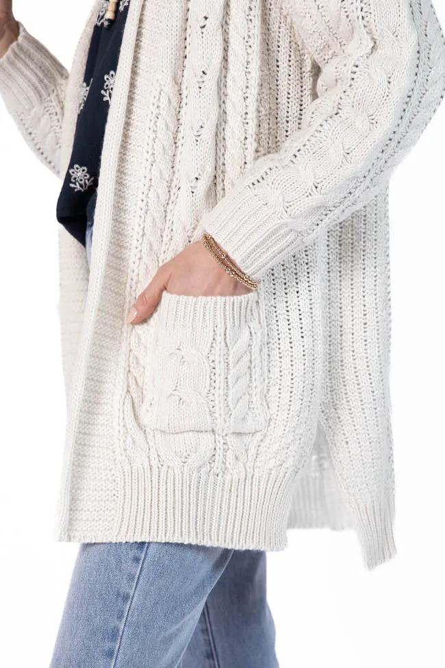 Sweet Nothings Cream Chunky Cable Knit Cardigan SALE