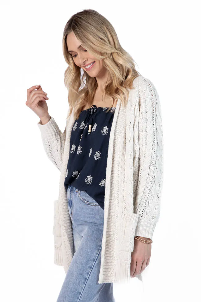 Sweet Nothings Cream Chunky Cable Knit Cardigan SALE