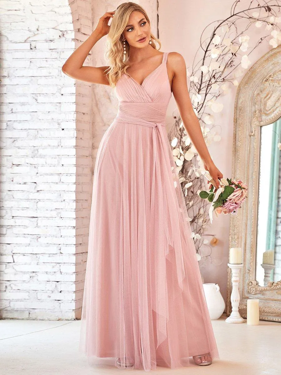 Taille personnalisée Robes de soirée en tulle col en V Cérémonie Demoiselle d'honneur