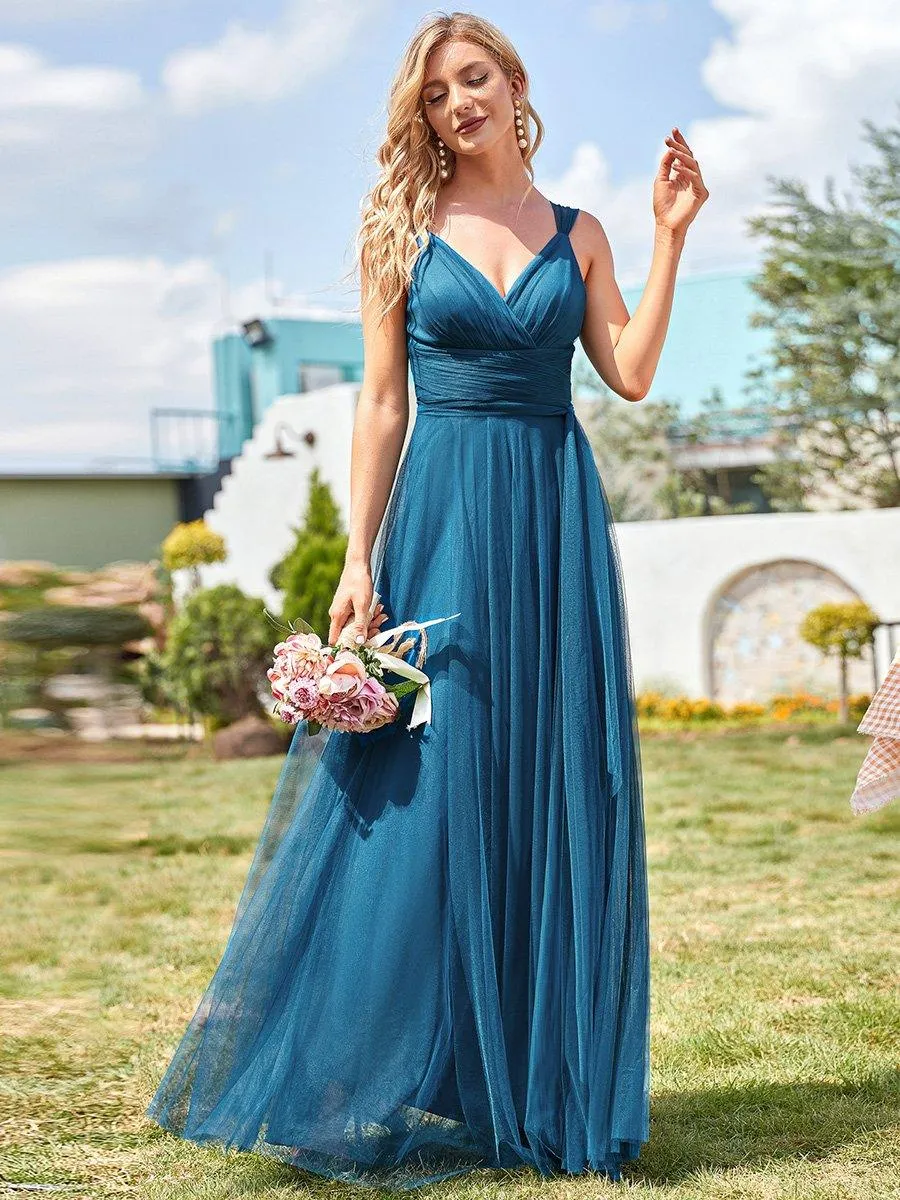 Taille personnalisée Robes de soirée en tulle col en V Cérémonie Demoiselle d'honneur