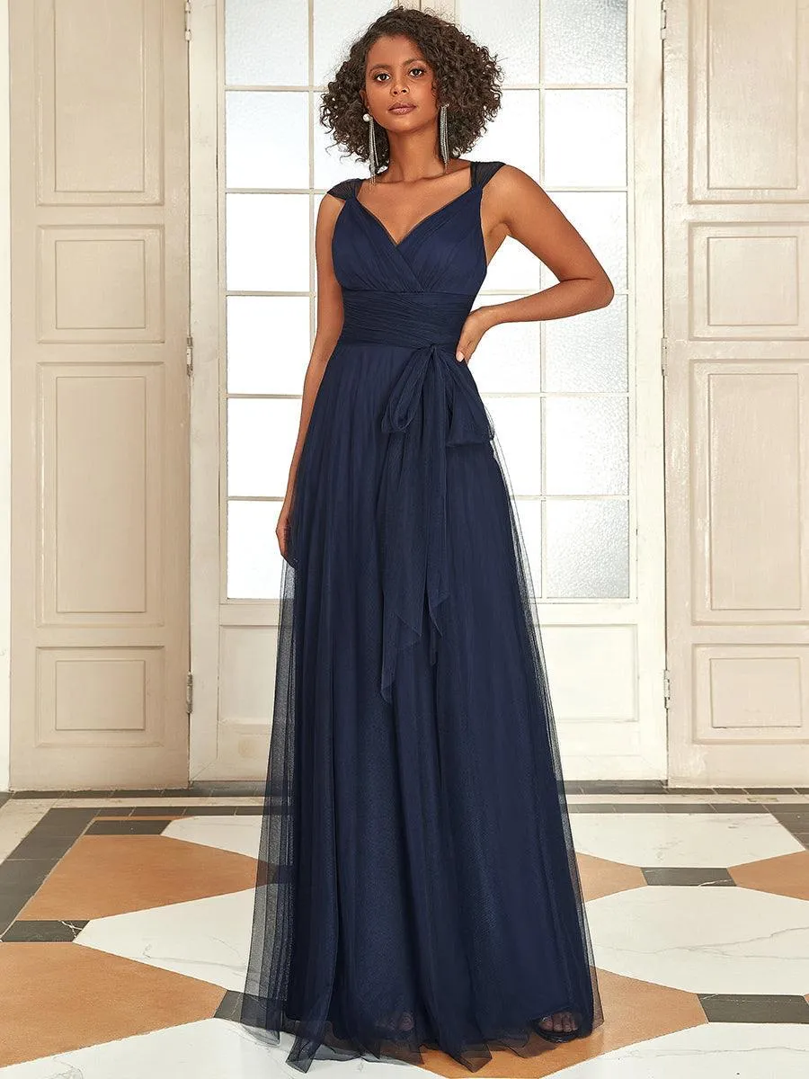 Taille personnalisée Robes de soirée en tulle col en V Cérémonie Demoiselle d'honneur