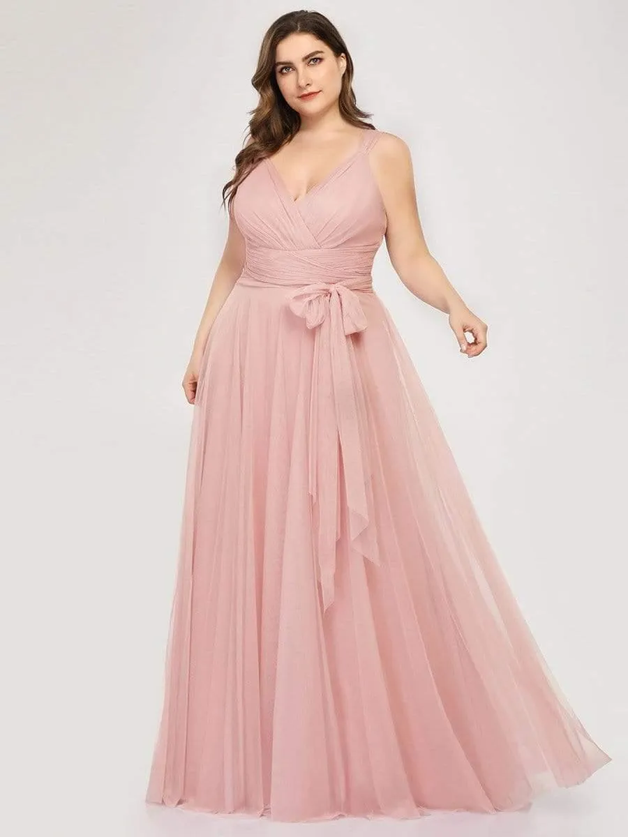Taille personnalisée Robes de soirée en tulle col en V Cérémonie Demoiselle d'honneur