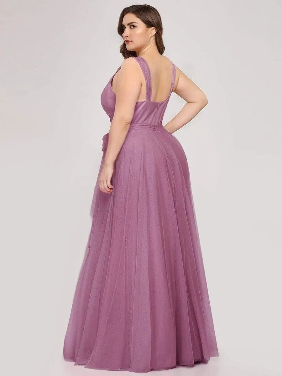 Taille personnalisée Robes de soirée en tulle col en V Cérémonie Demoiselle d'honneur