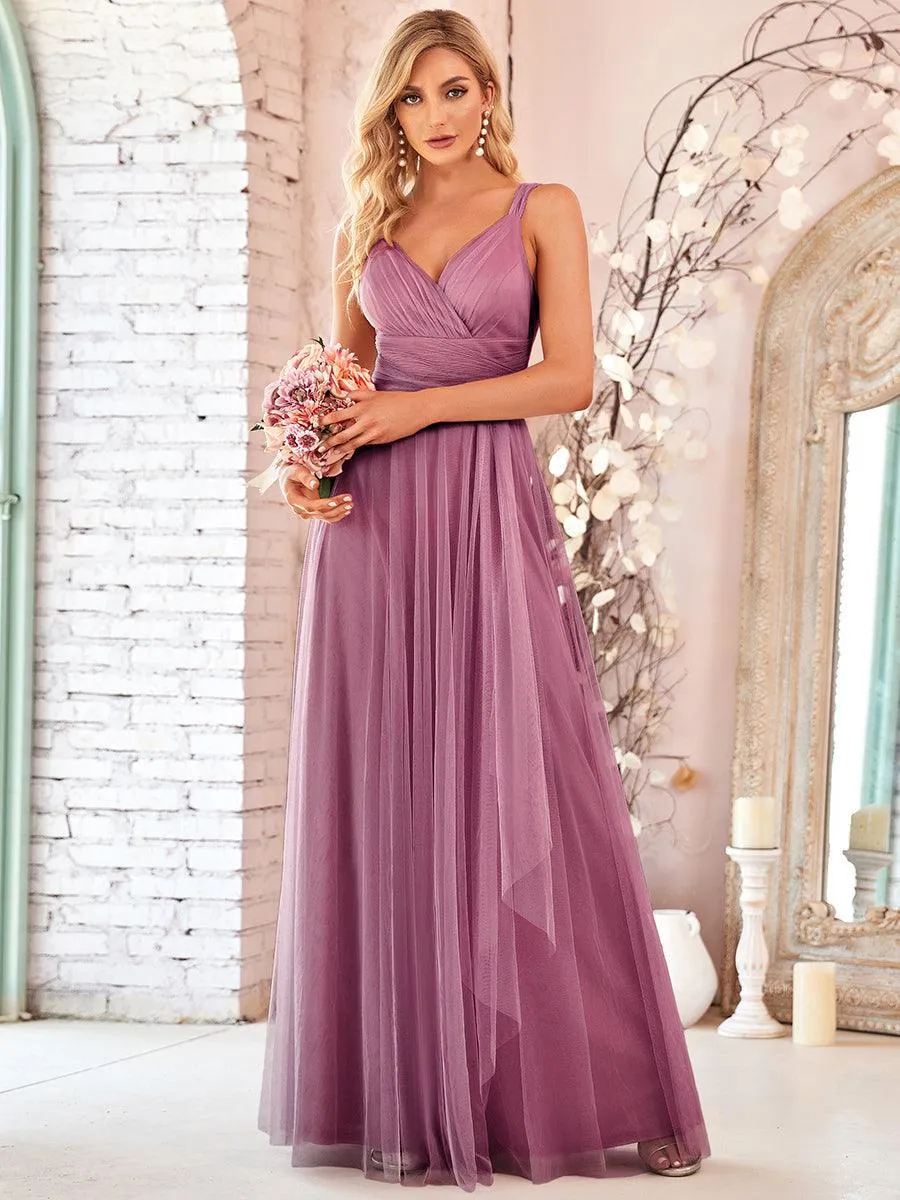 Taille personnalisée Robes de soirée en tulle col en V Cérémonie Demoiselle d'honneur