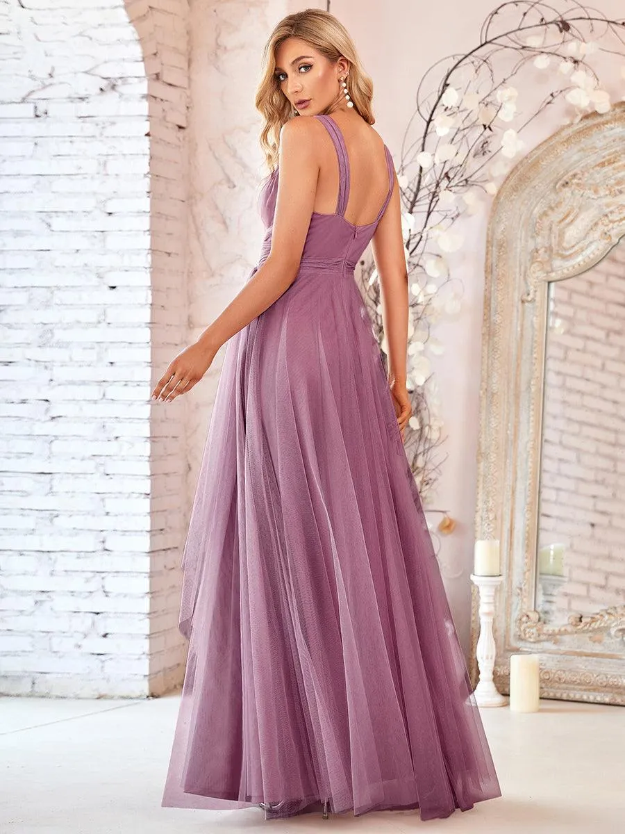 Taille personnalisée Robes de soirée en tulle col en V Cérémonie Demoiselle d'honneur