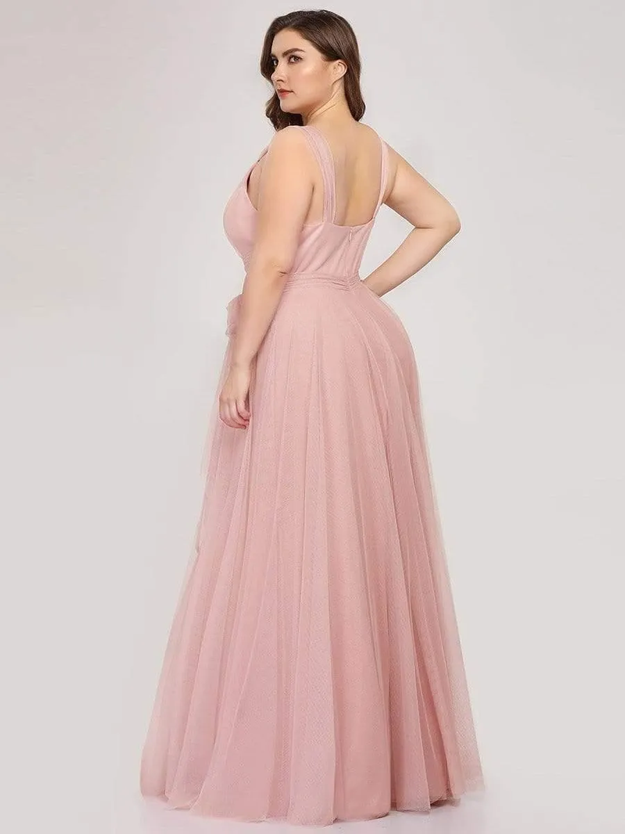 Taille personnalisée Robes de soirée en tulle col en V Cérémonie Demoiselle d'honneur