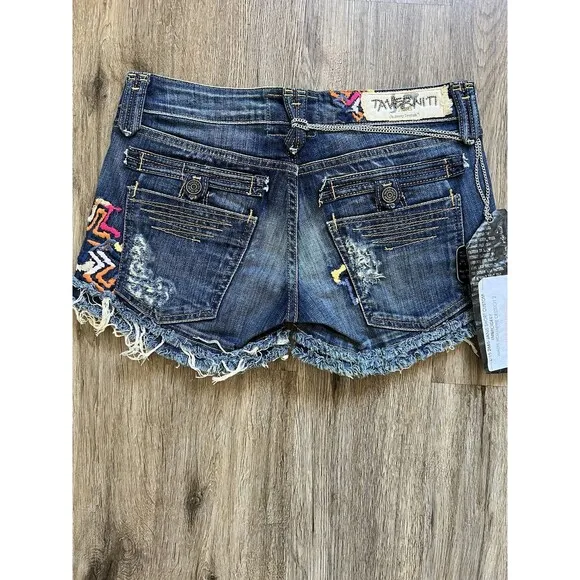 Taverniti So Denim Embellished Jean Shorts Womens Size 27