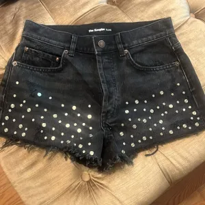 The Kooples Black Distressed Embellished Denim Shorts Kooples Sz 1 US Sz 0