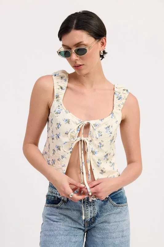 TIE FRONT PEASANT TOP