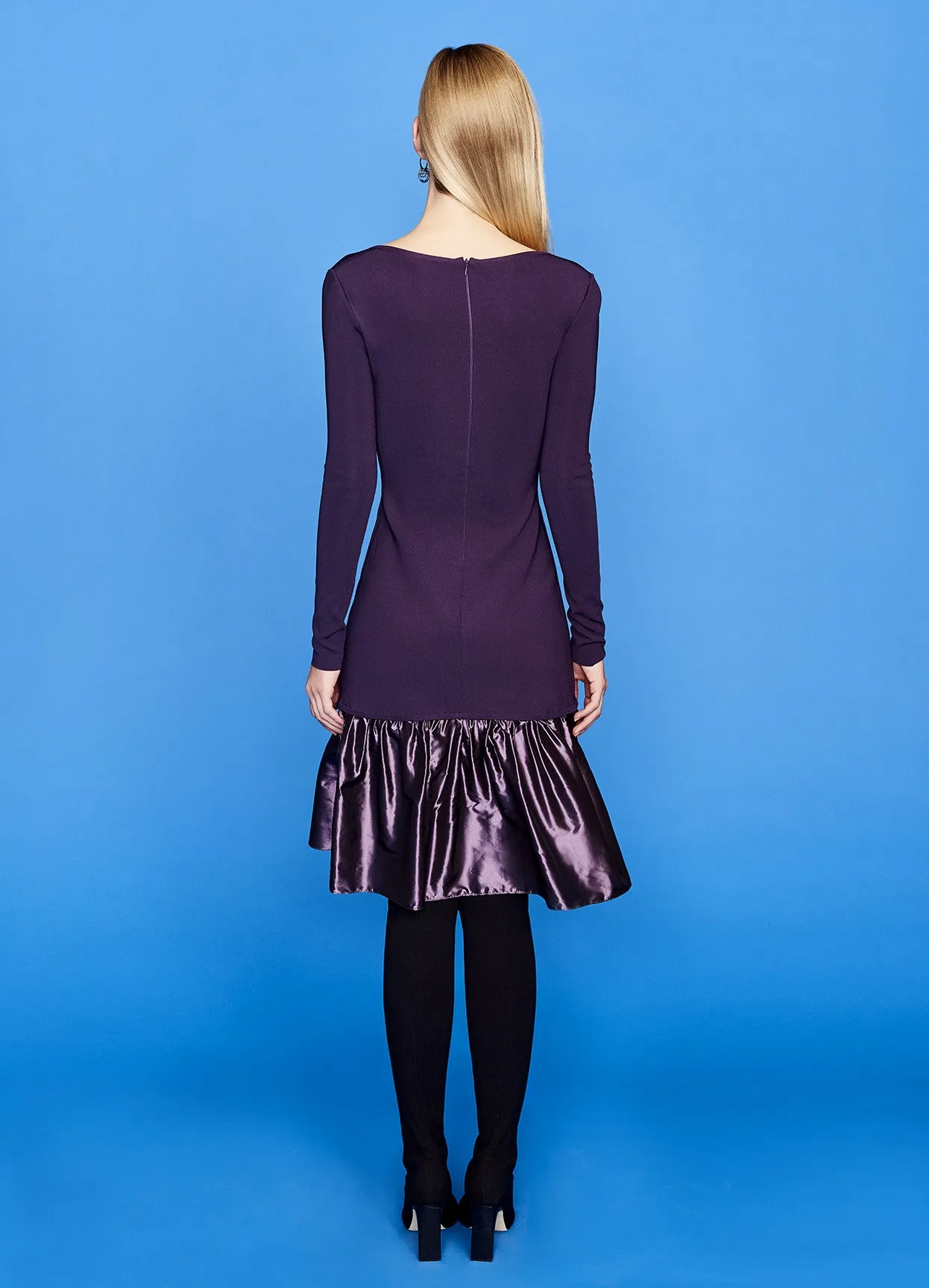 Tilda - Long Sleeve Cocktail Dress with Silk Taffeta Ruffle