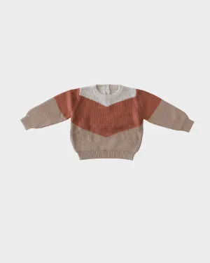 Tri-Colored Knit Sweater- Spice