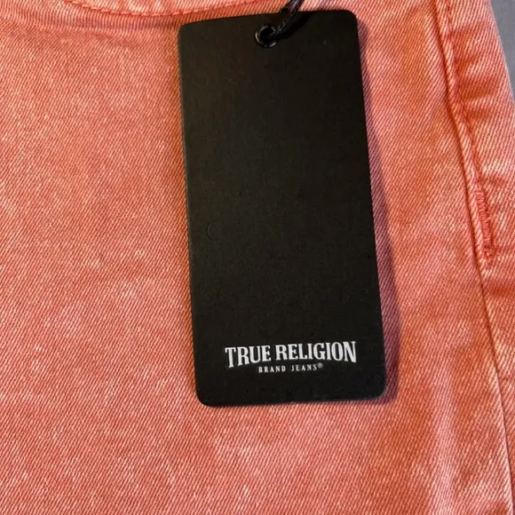 True Religion Maisie High Rise Shorts in Lobster Bisque color Size 32 NWT