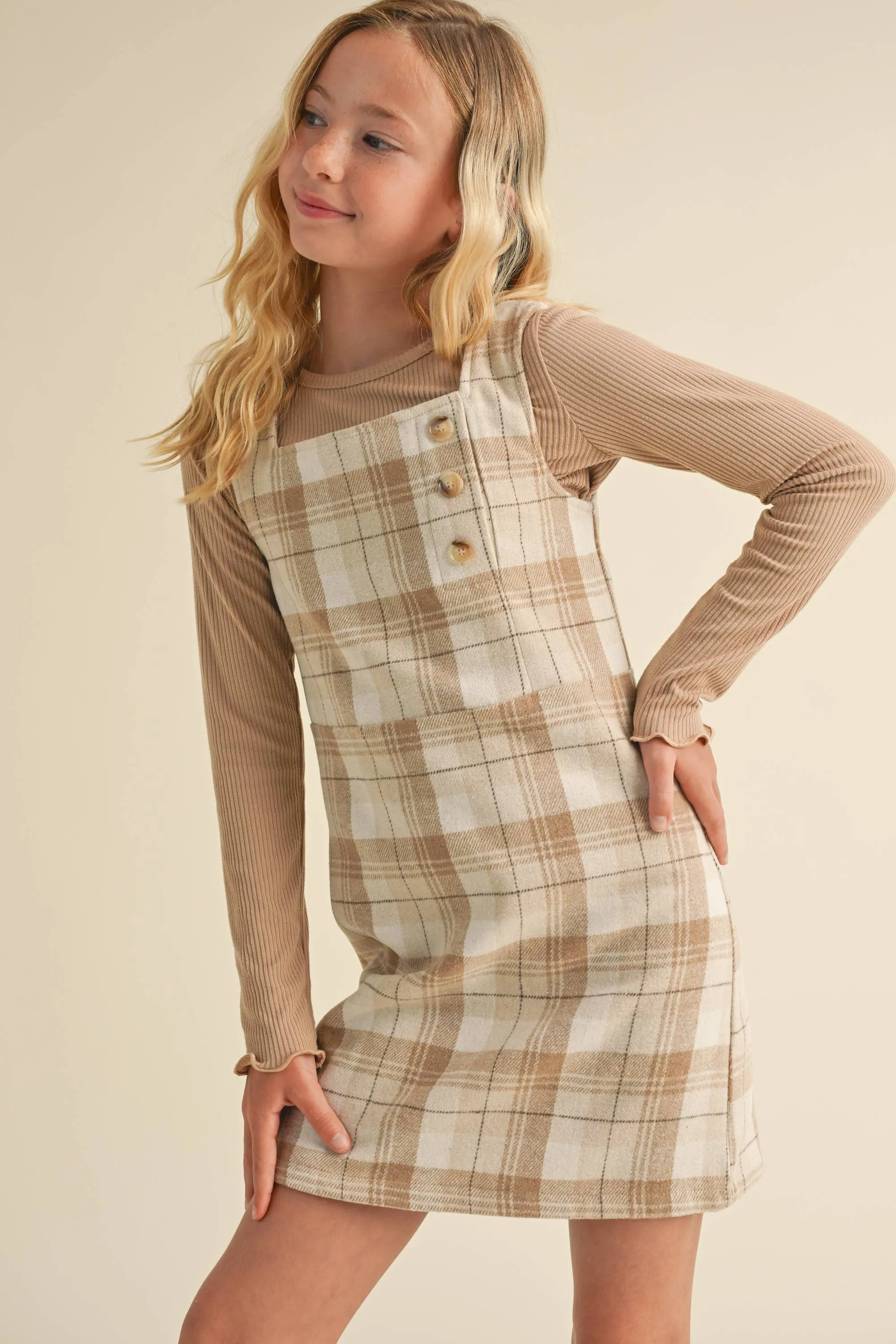 Tween Kids Girls Plaid Sheath Dress