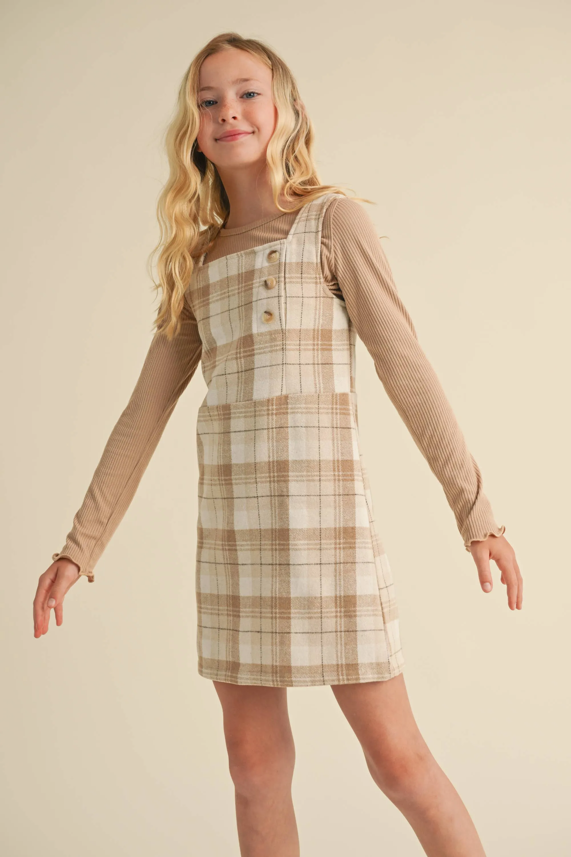 Tween Kids Girls Plaid Sheath Dress