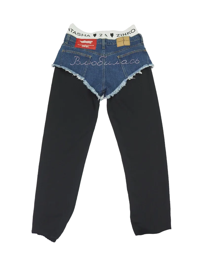 Upcycled Trousers With Denim Shorts on Top