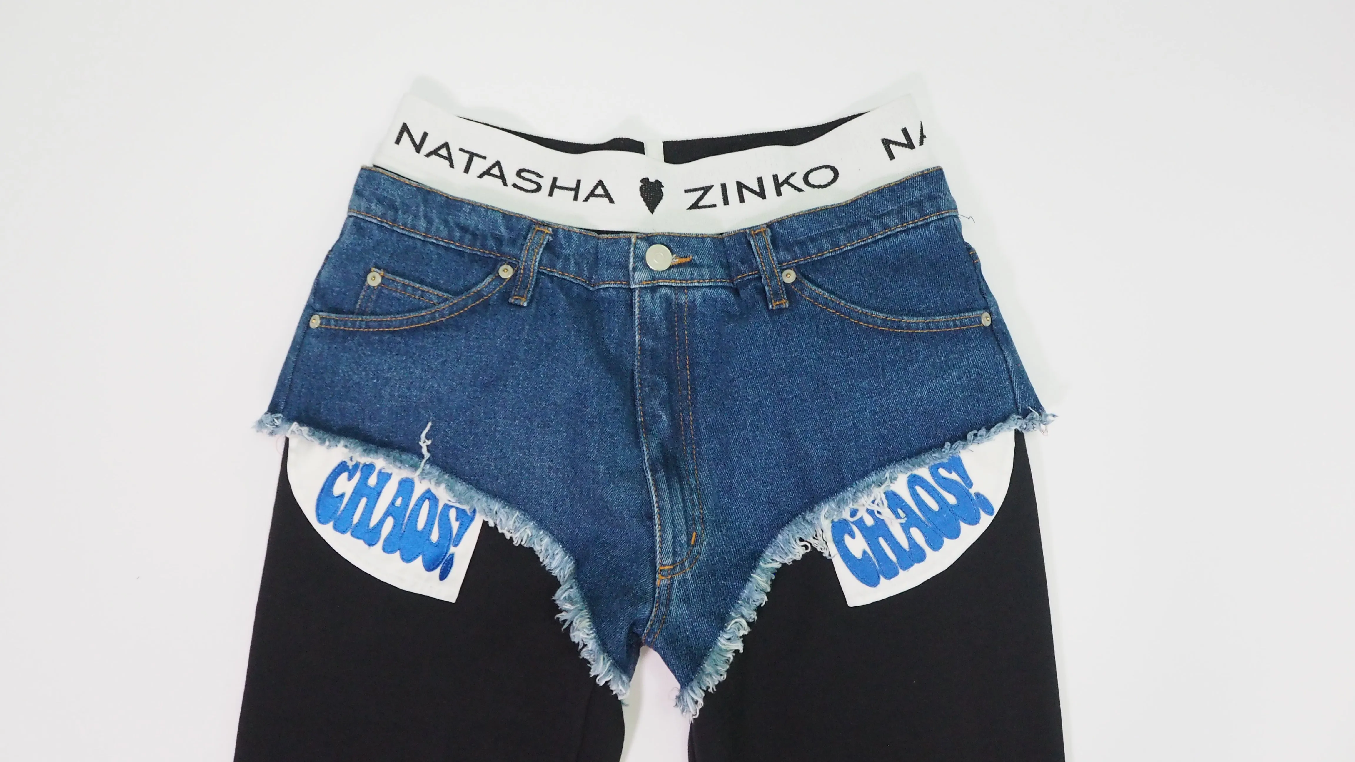 Upcycled Trousers With Denim Shorts on Top
