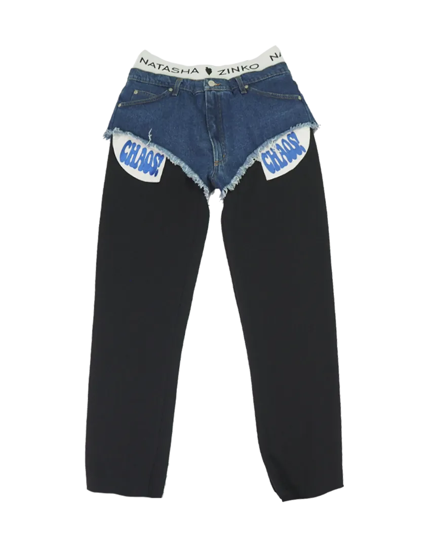 Upcycled Trousers With Denim Shorts on Top
