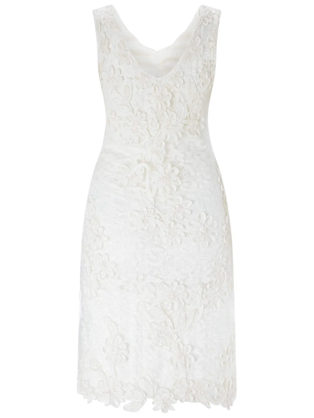 V-neck Knee-length Sleeveless Wedding Dress With Applique-MK_702752