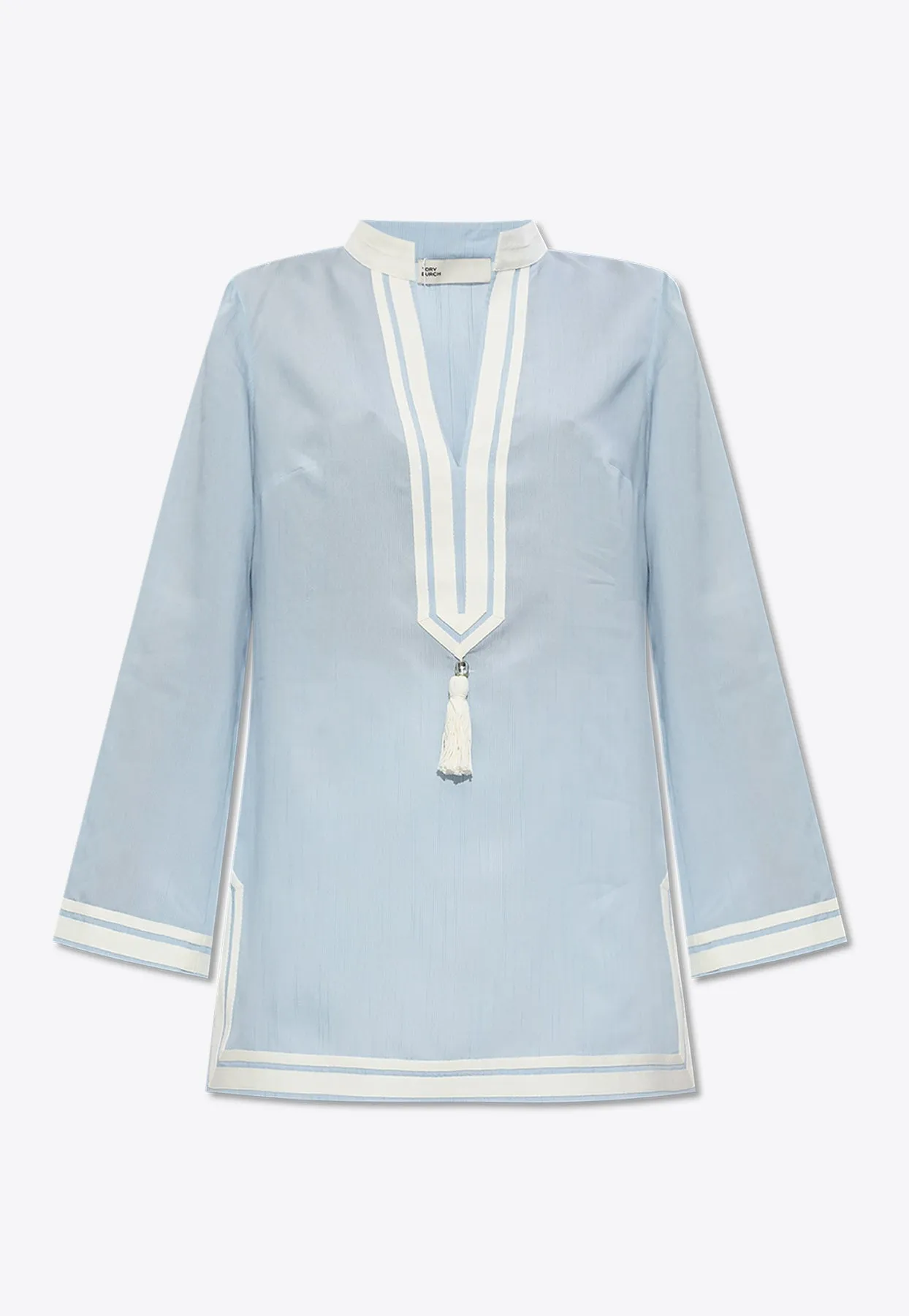 V-neck Long-Sleeved Tunic Blouse