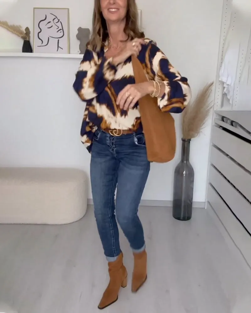 🌷V-neck Printed Casual Top