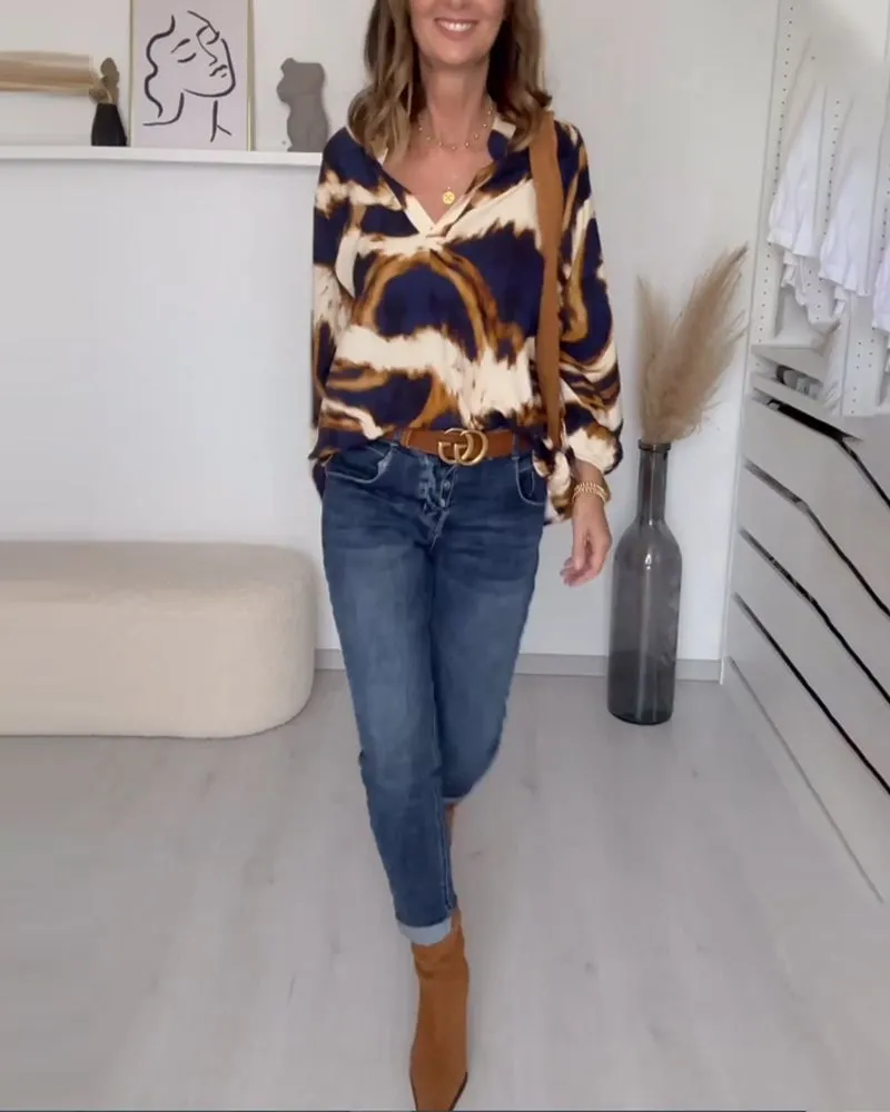 🌷V-neck Printed Casual Top