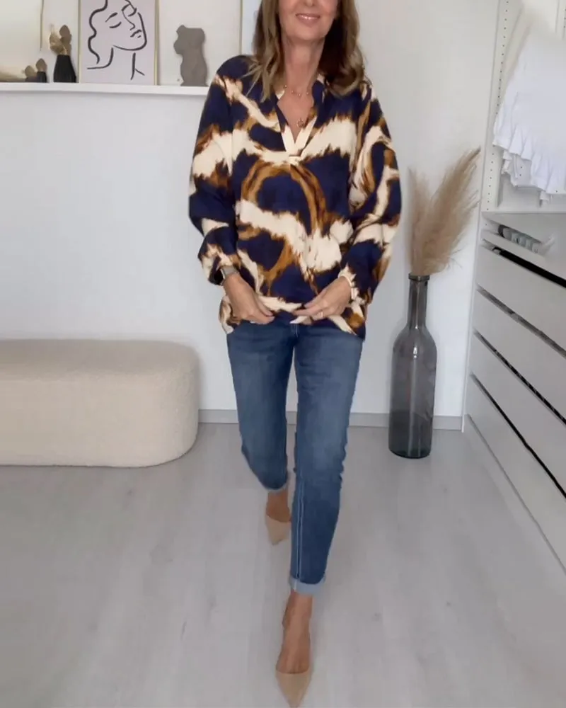 🌷V-neck Printed Casual Top