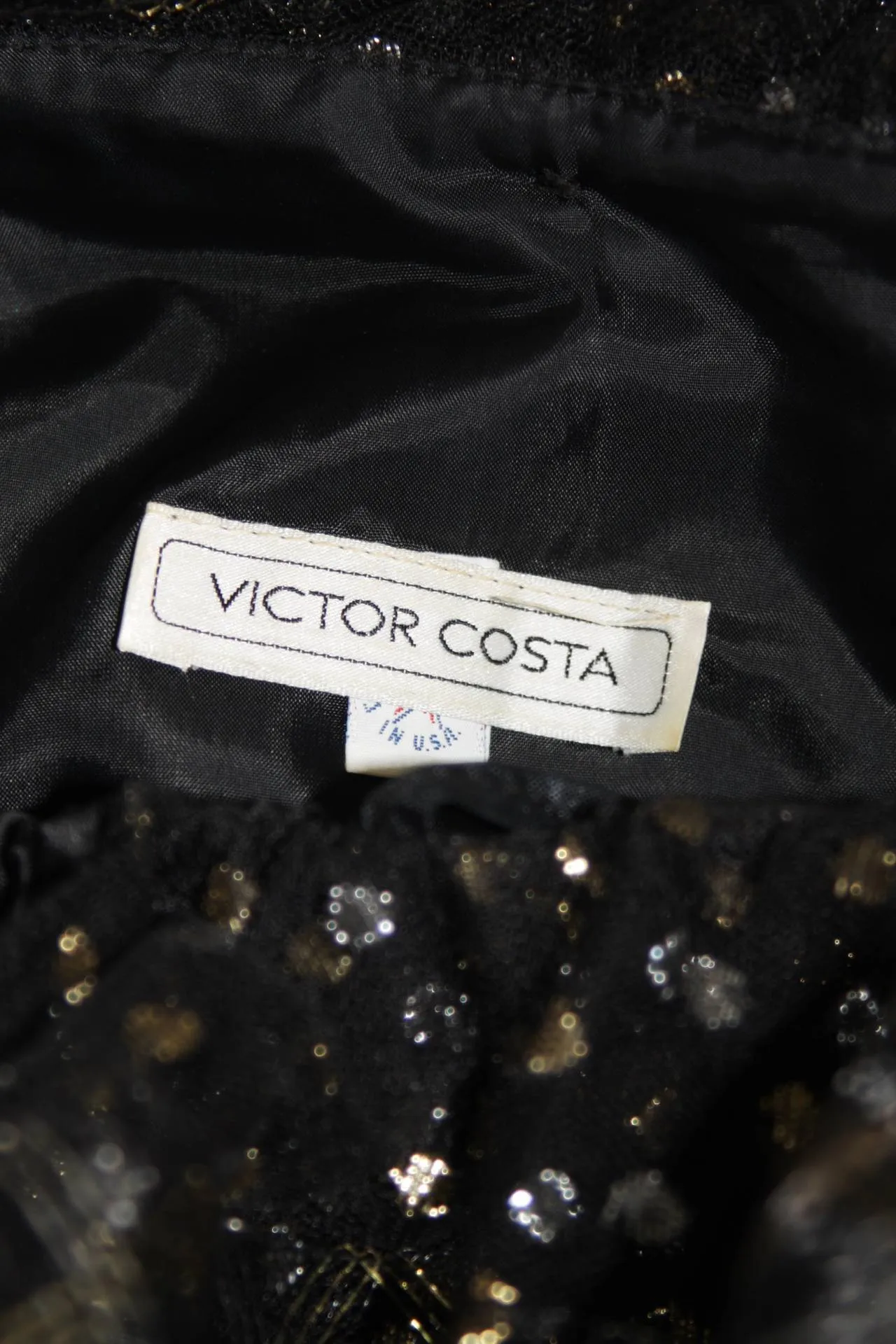 VICTOR COSTA Black with Metallic Accents Cocktail Dress Size 2