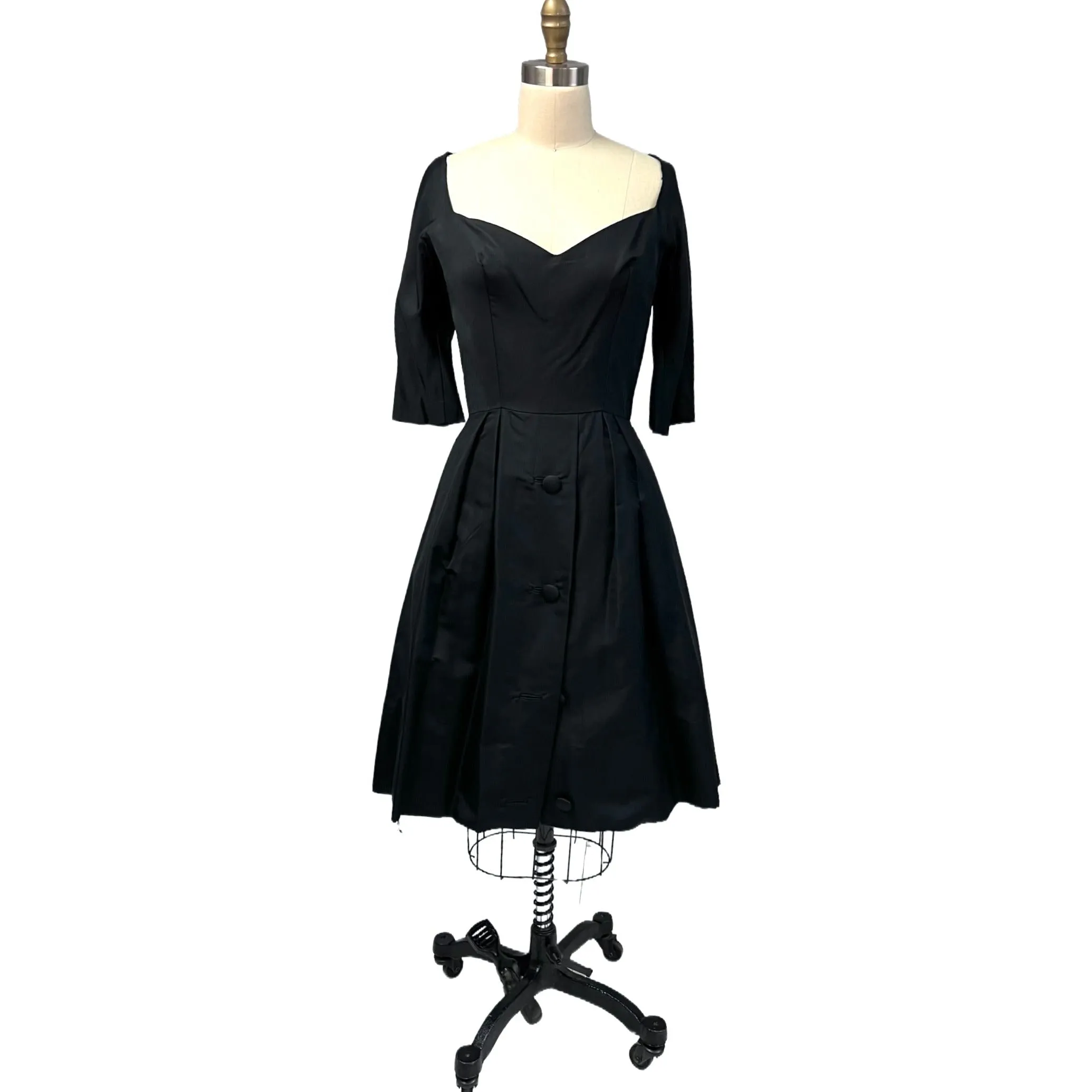 Vintage MCM Suzy Perette Black Silk Cocktail Dress 1950S Bombshell 38-27-Free