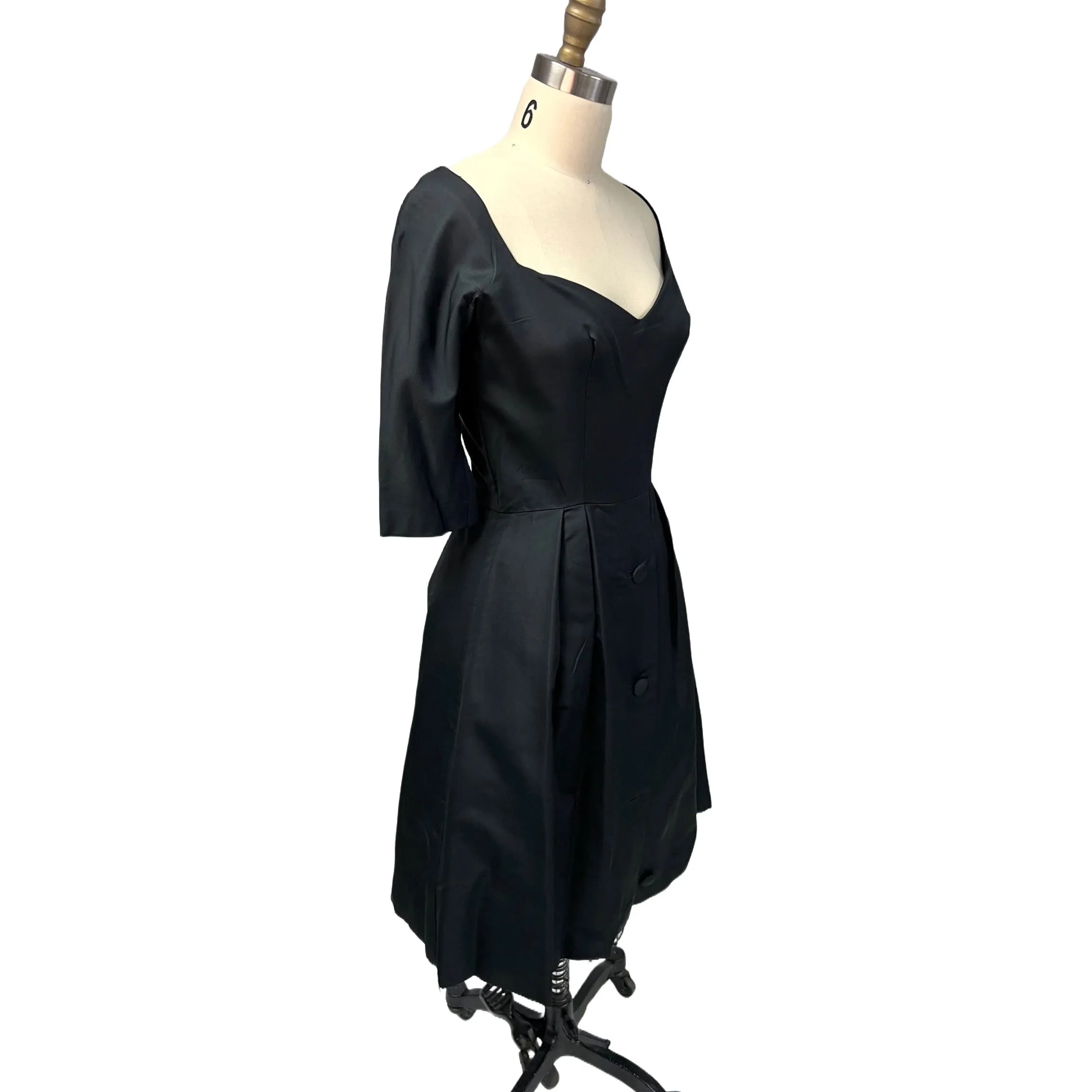 Vintage MCM Suzy Perette Black Silk Cocktail Dress 1950S Bombshell 38-27-Free