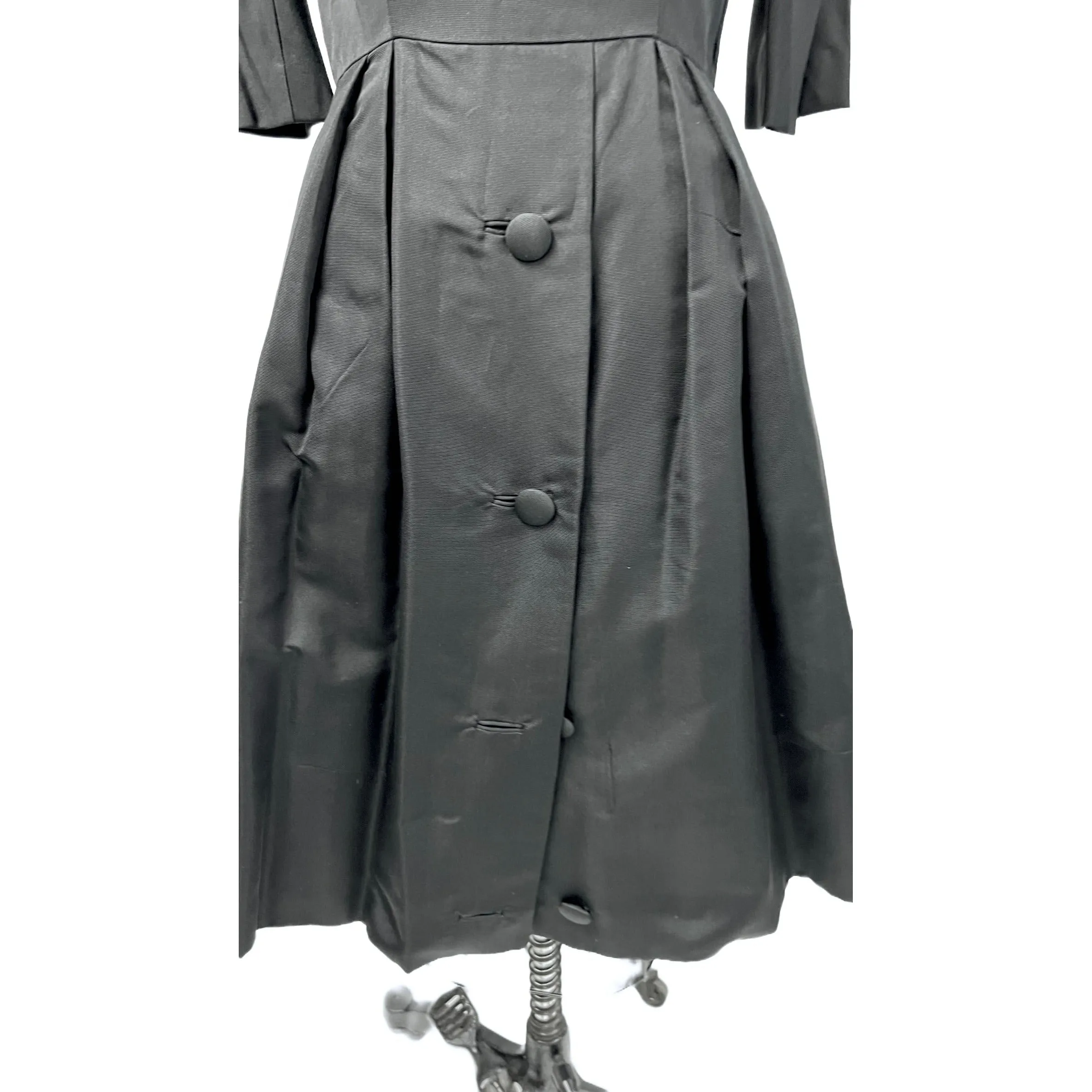 Vintage MCM Suzy Perette Black Silk Cocktail Dress 1950S Bombshell 38-27-Free