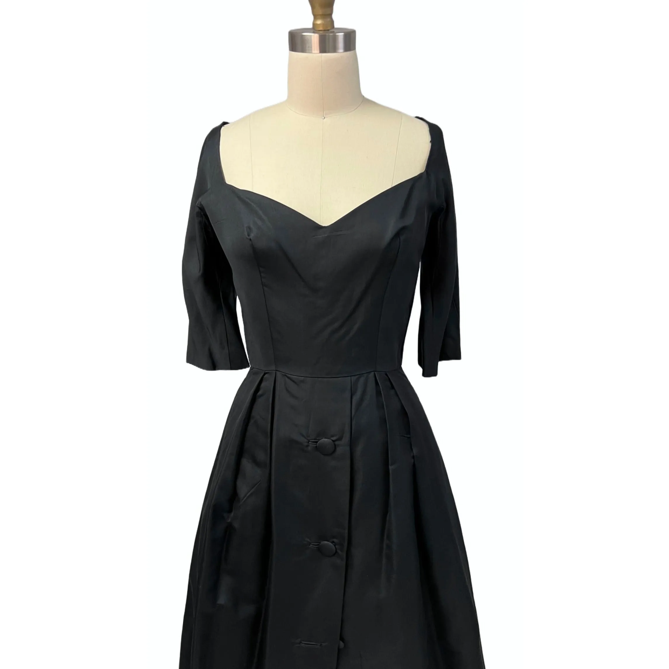 Vintage MCM Suzy Perette Black Silk Cocktail Dress 1950S Bombshell 38-27-Free