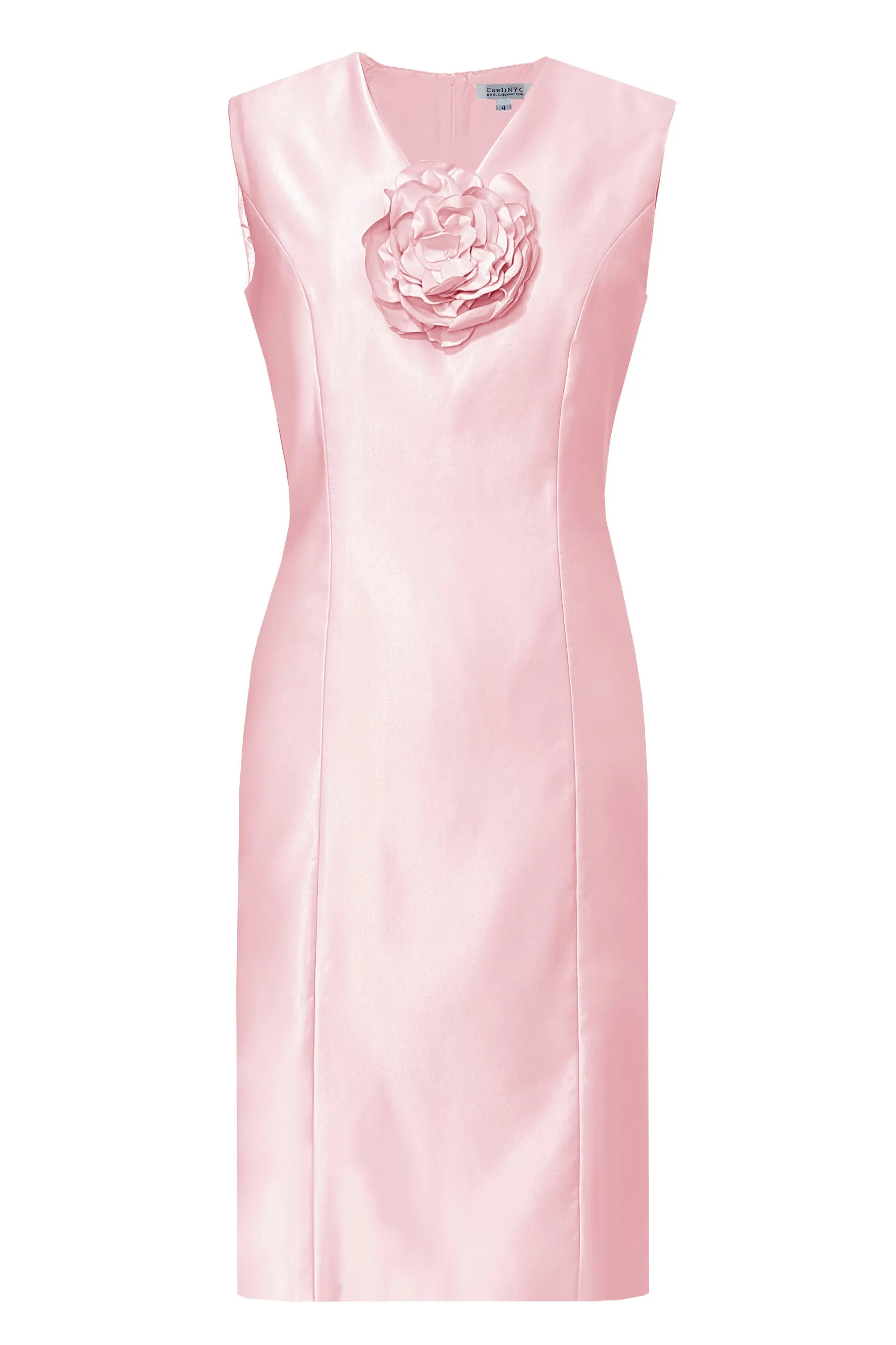 White Ainsley Sheath Cocktail Dress with Flower Detail