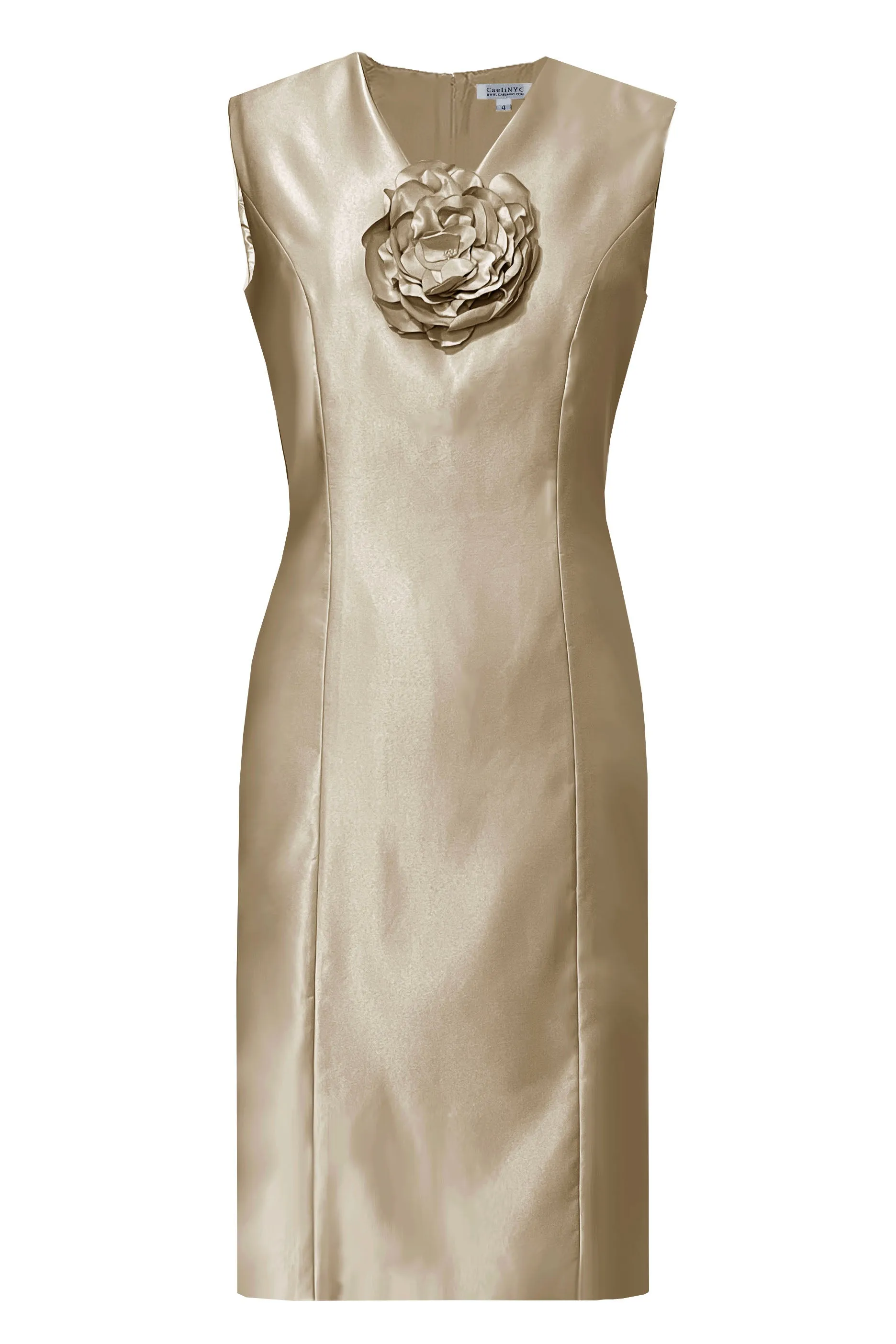 White Ainsley Sheath Cocktail Dress with Flower Detail