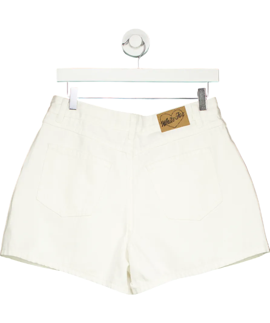 White Fox Hurt Feelings Denim Shorts White UK L