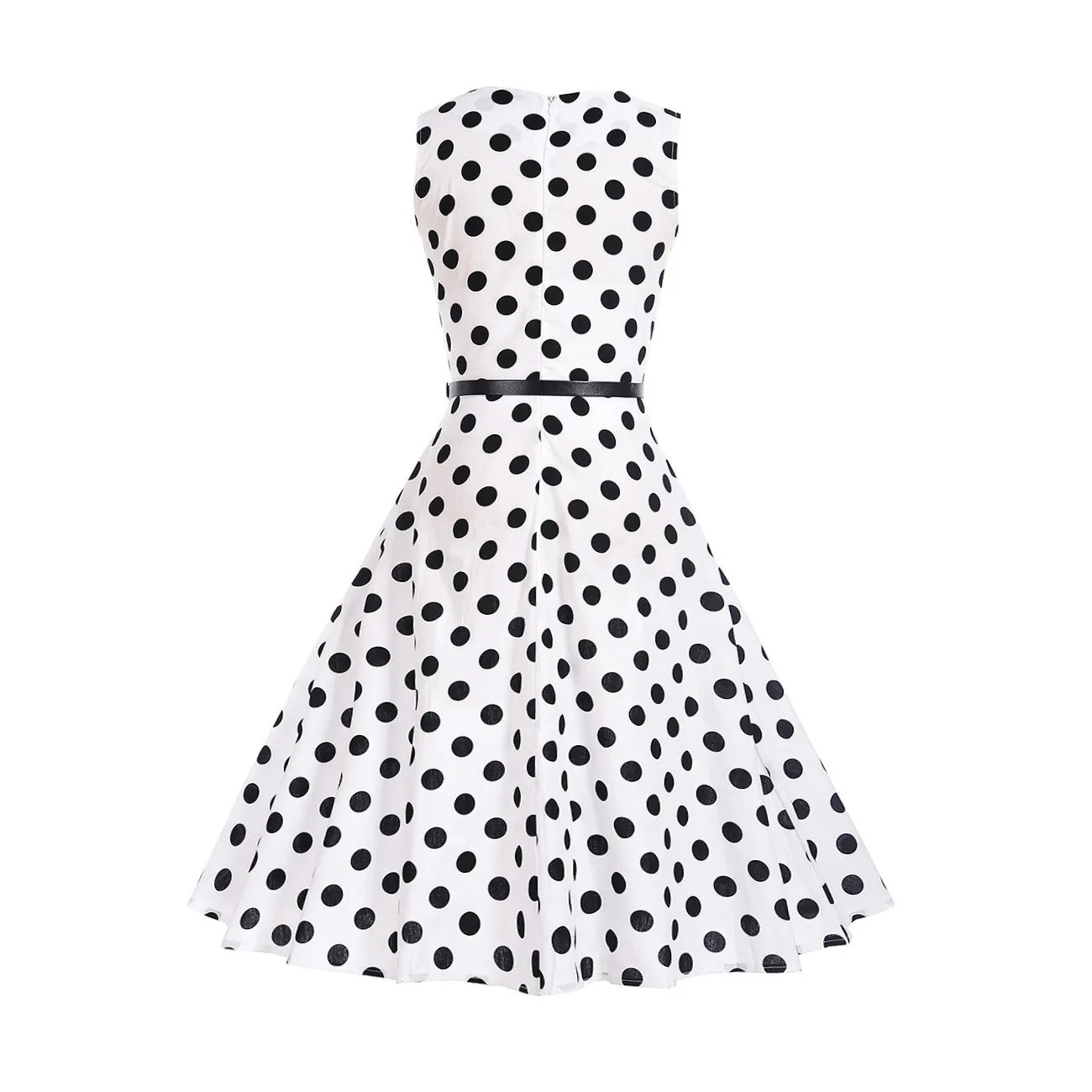 White Polka Dot Dress 1950s Women's Fashion Large Vintage Dresses