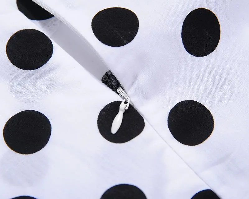 White Polka Dot Dress 1950s Women's Fashion Large Vintage Dresses