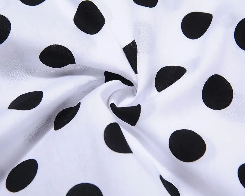 White Polka Dot Dress 1950s Women's Fashion Large Vintage Dresses