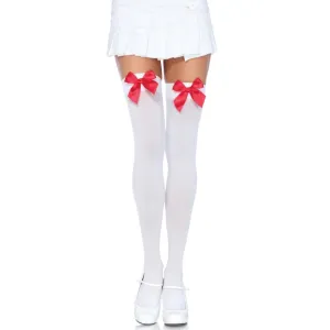 White Thigh Highs with Red Bow