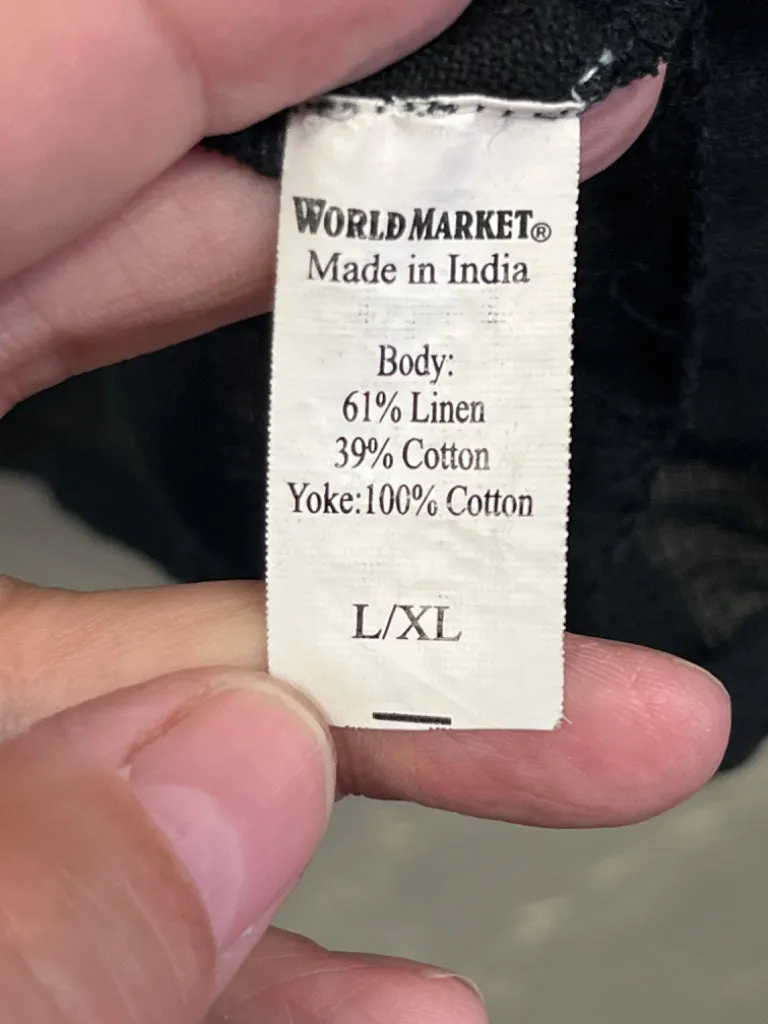 WM LINEN BLEND PEASANT TOP