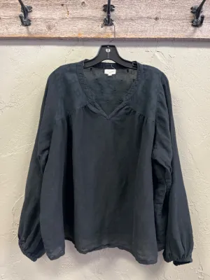 WM LINEN BLEND PEASANT TOP