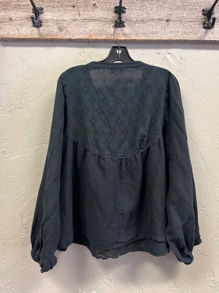 WM LINEN BLEND PEASANT TOP