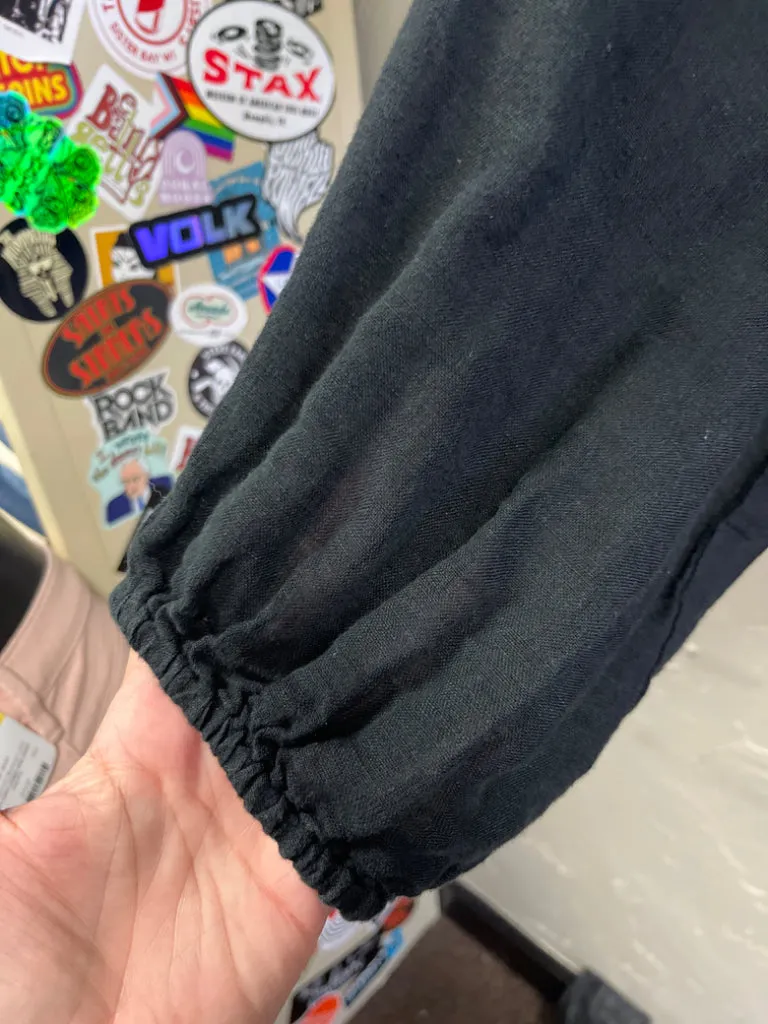 WM LINEN BLEND PEASANT TOP