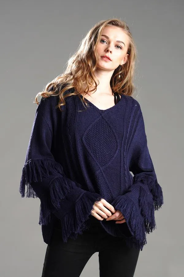 Wolffmode Chunky Knit Pom-Pom Fluffy Sweater