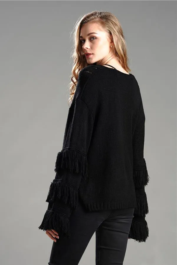 Wolffmode Chunky Knit Pom-Pom Fluffy Sweater