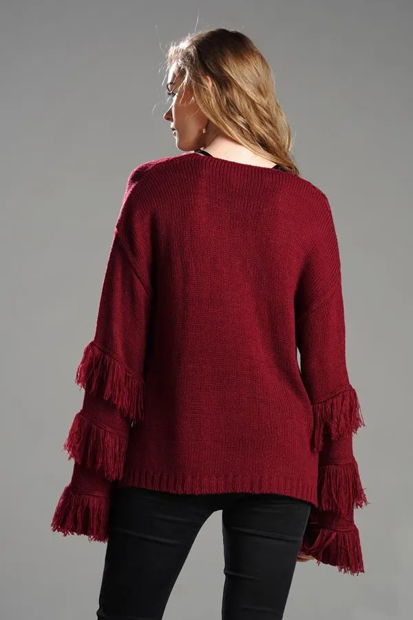 Wolffmode Chunky Knit Pom-Pom Fluffy Sweater
