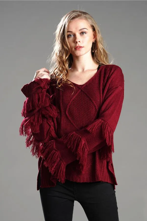 Wolffmode Chunky Knit Pom-Pom Fluffy Sweater
