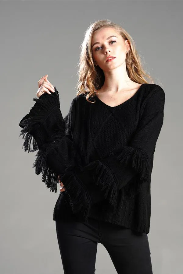 Wolffmode Chunky Knit Pom-Pom Fluffy Sweater